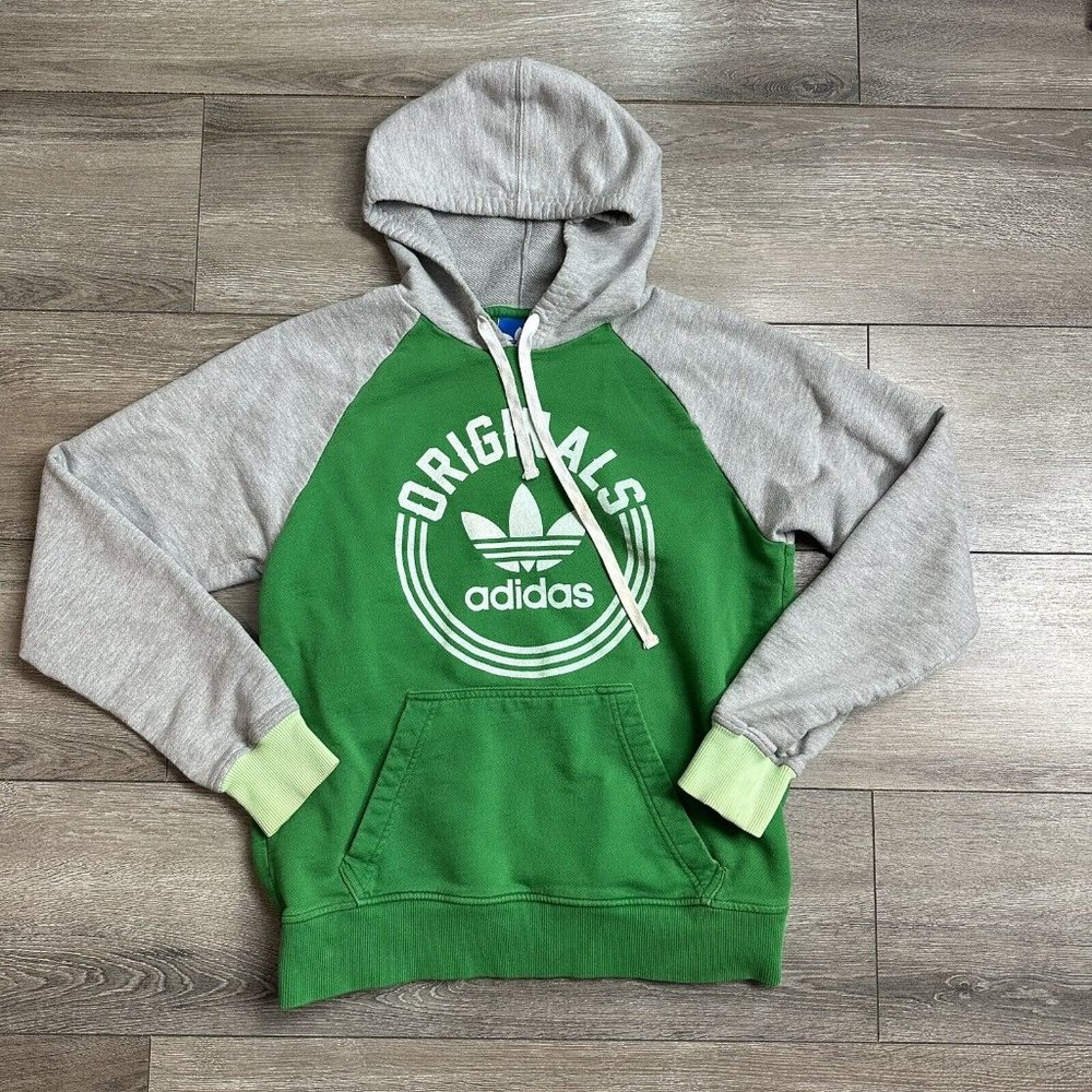 Adidas Sweatshirt S Green Pullover Sweater Long Sleeve Green Gray